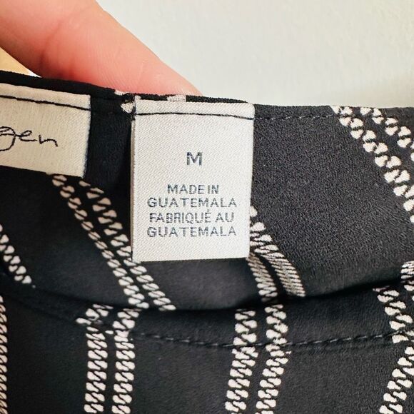 Halogen Pinstripe One Shoulder Ruffle Chiffon Blouse – Size Medium - Picture 5 of 9